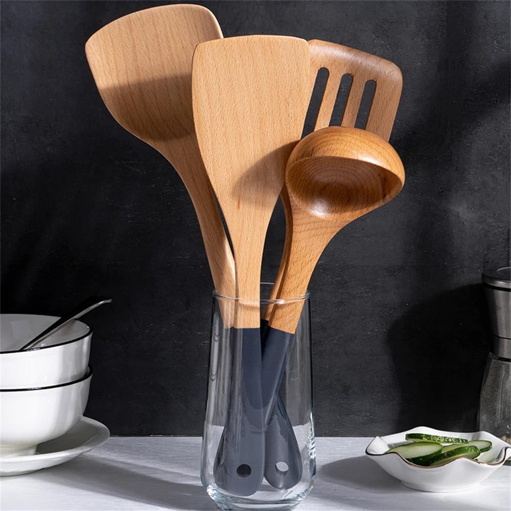 Kitchen Gadgets And Utensils - Sendok Penggoreng Kayu Anti Lengket Multifungsi,