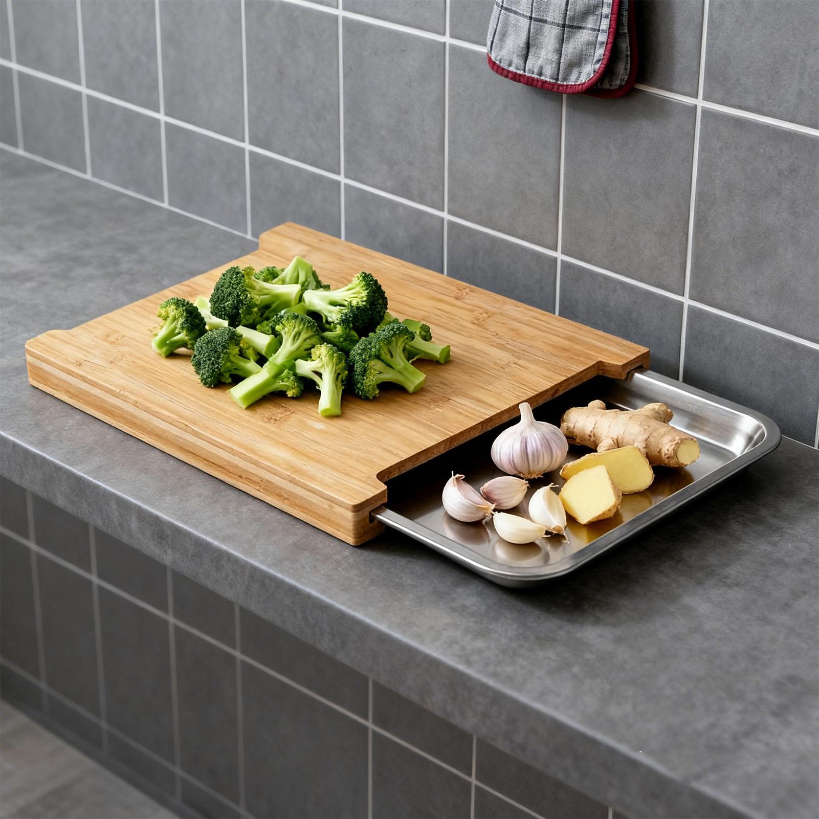 Bamboo Cutting Board - Papan Pemotong Kayu Anti-Selip untuk Persiapan