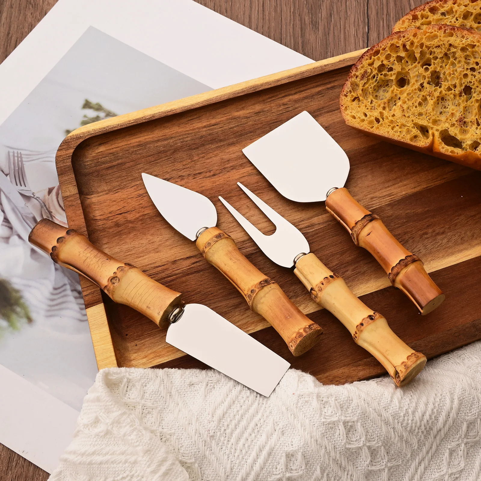 3/4/6/7 Buah Set Pisau Keju Ga - Bamboo Cutting Board ulasan dan harga