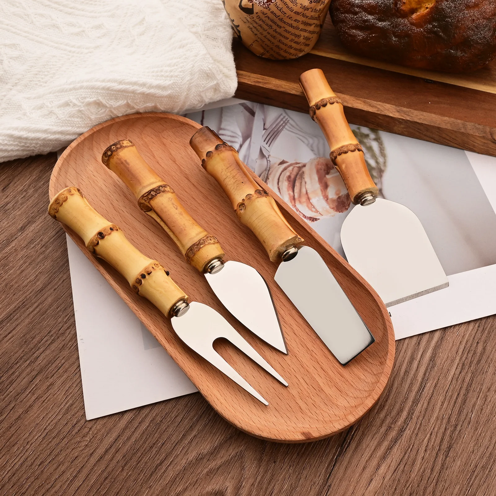 3/4/6/7 Buah Set Pisau Keju Ga - Bamboo Cutting Board ulasan dan harga